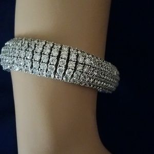 Large 5 row sterling silver tennis bracelet